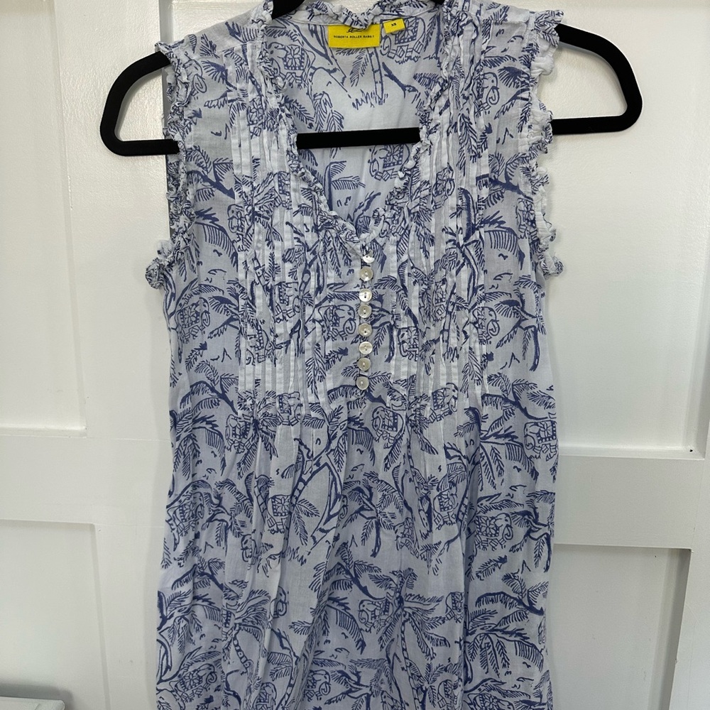 Roberta Roller Rabbit Blue and White Patterned Top